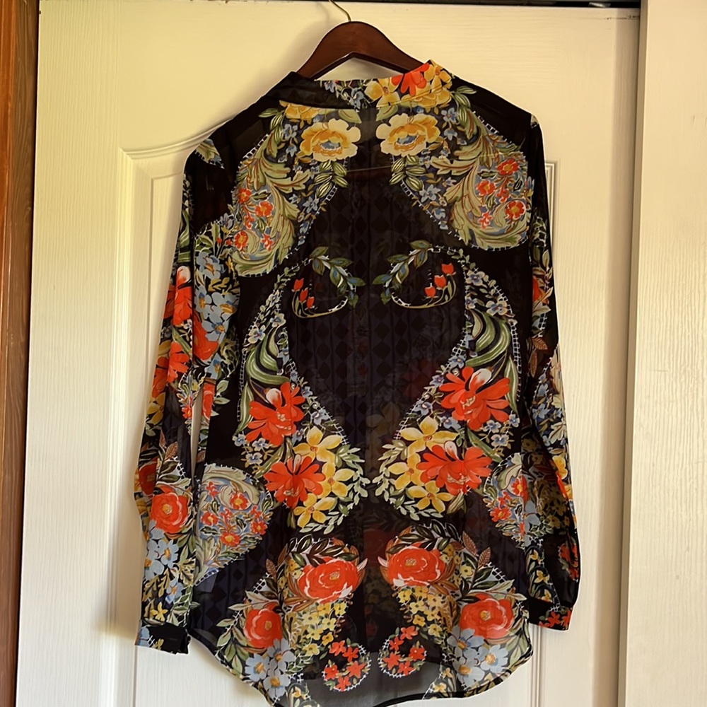 Euc Cabi Sheer Button-Down Blouse - image 2